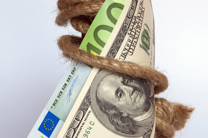 dollar en euro in touw